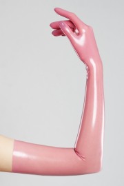 Длинные розовые латексные перчатки Пинки